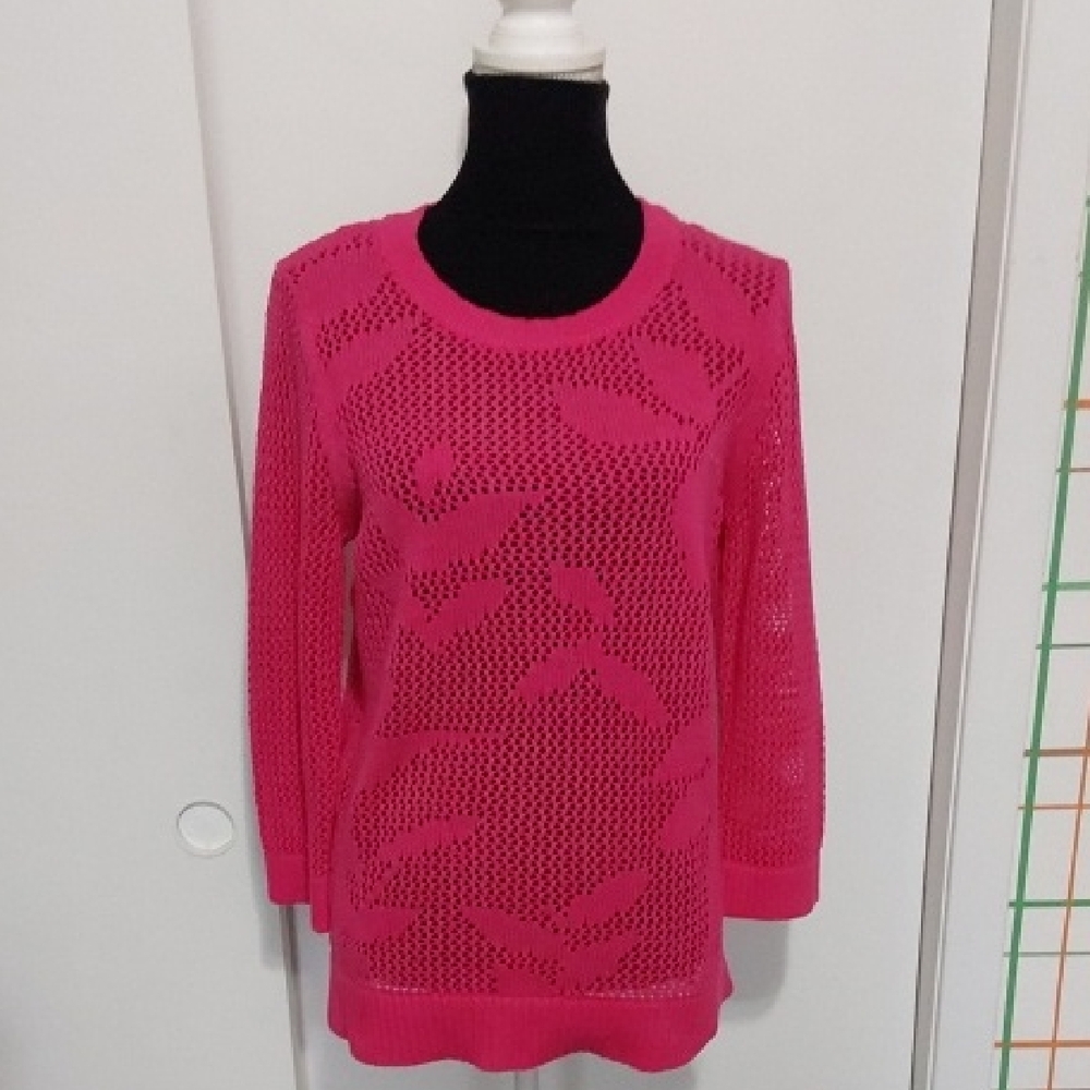 Christopher & Banks Vibrant Pink Crew Neck Sweater